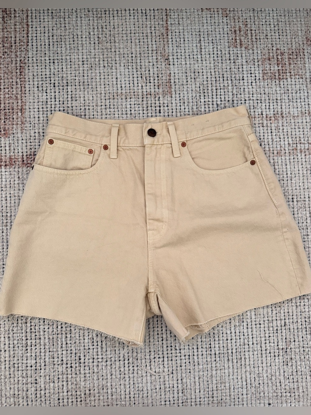 Madewell Cream High-Rise Denim Shorts